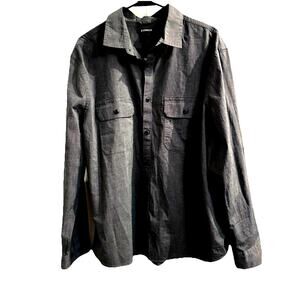 Express Men’s Gray Button Up Shirt Sz XL NWT Cotton Casual Business Office